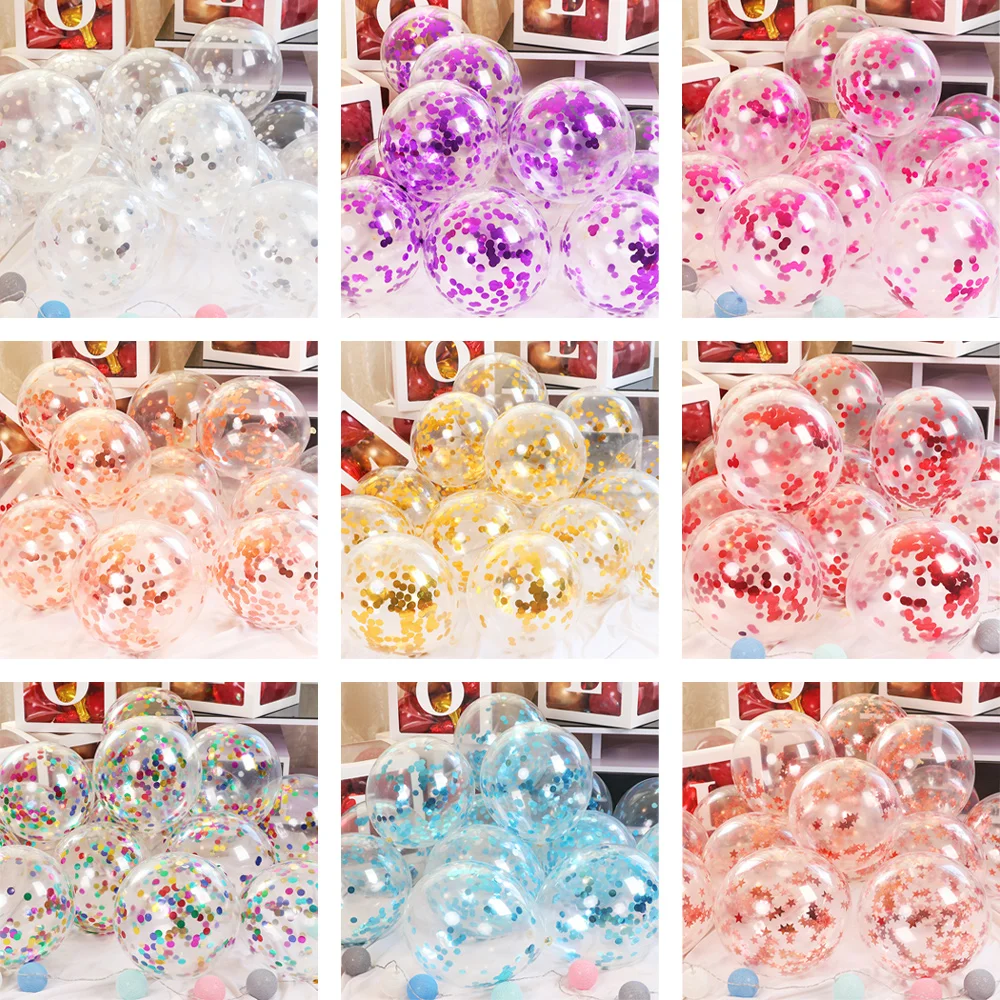 

10 pcs Colorful Confetti Transparent Latex Balloons Romantic Wedding Baby Shower Kids Birthday Party Decoration Supplies Globo