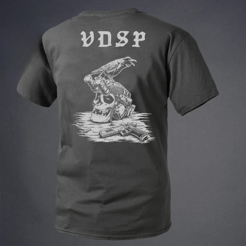 Summer military wind NO WAR Raven signal VDSF round neck short sleeve T-shirt loose and comfortable
