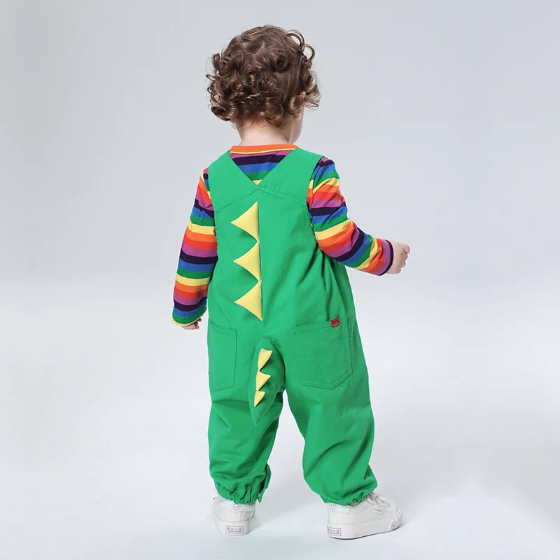 Kawaii Dinosaur Baby Rompers Girls Boys Bodysuit Overall+T-shirt Infant Long Sleeve Children\'s Set Cartoon Fashion Child\'s