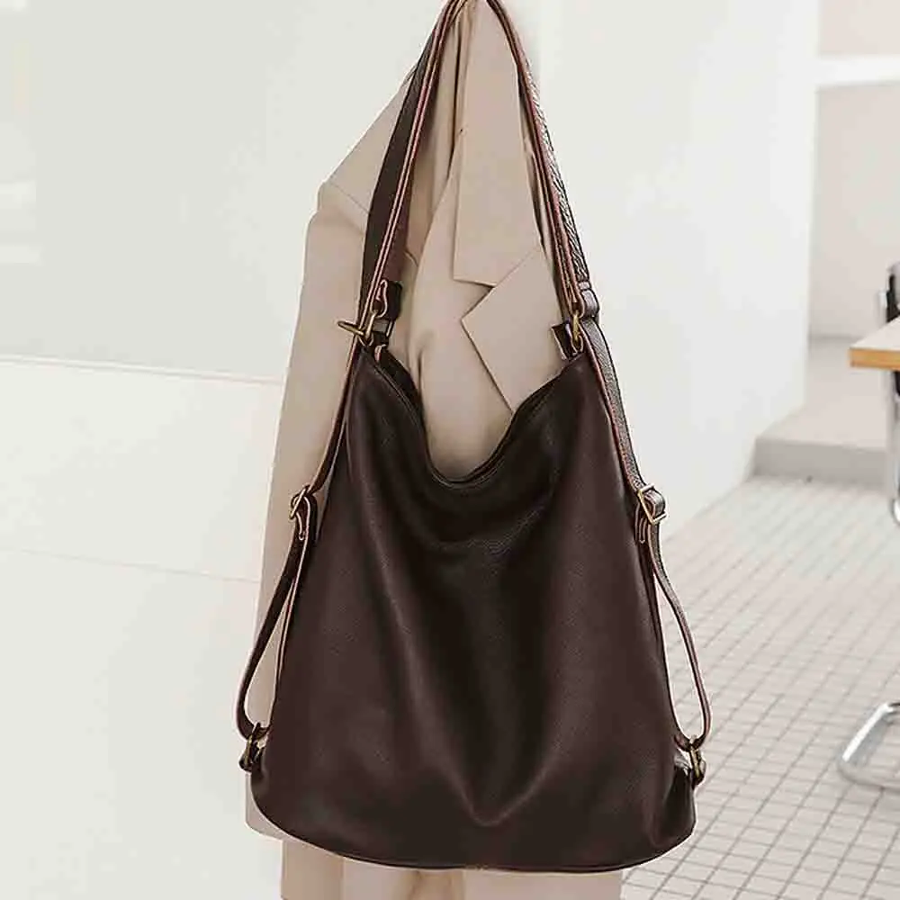 

MS Large Capacity Tote Woman Bags Thick Cowhide Leather Cross Body Lady Hobos Daily Bag Shoulder Totes Back Pack 2023 New