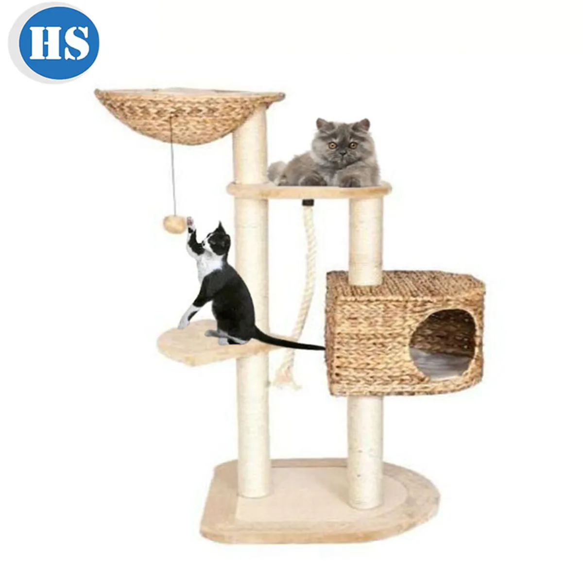 

High Quality Cat Climbing Frame Banana Leaf Scratcher Condo Tower Cat Tree Toy Sisal Rope Column