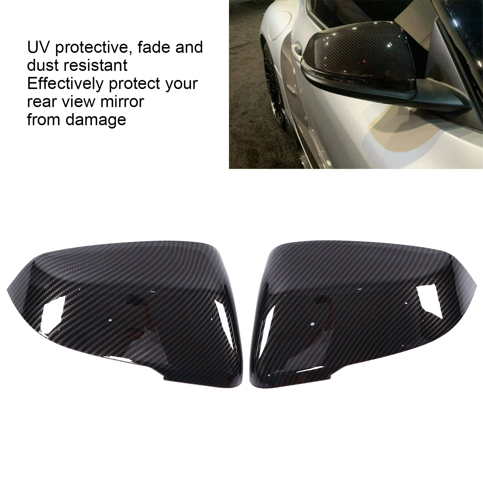 For Toyota GR Supra A90 2018‑ 1 Set Carbon Fiber Style Rearview Mirror Cover Cap Protective Housing Replacement