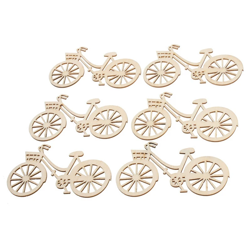 

10Pcs Xmas Wooden Bicycle Bike Cutout Veneers Slices DIY Crafs Ornament Theme Wedding Party For Home Decoration Gifts Supplies