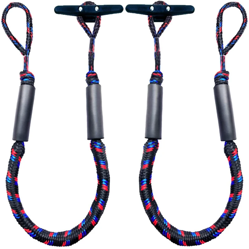 Bungee Dock Lines for Boats Dock Rope Mooring Lines Kayak Docking Ropes Boat Dock Accessories for Marine PWC, Kayak, Jet Ski 2pcs heavy duty marine mooring rope boat bungee dock line anchor rope bungee cord dockline boats kayak water accessories
