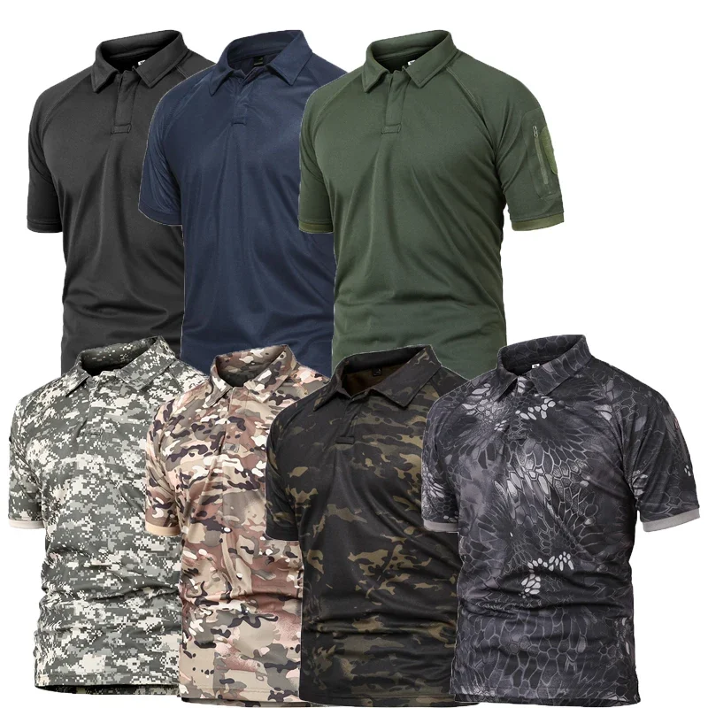 Men Summer Quick Dry Tees Tactical Combat T-shirt Male Camping Hiking Trekking Breathable Pullover Climbing Casual Cargo Shirts