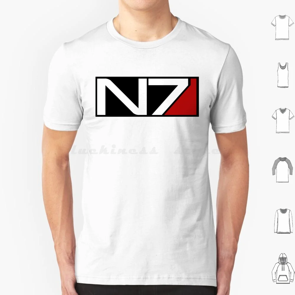 N7-Black T Shirt 6Xl Cotton Cool Tee Mass Effect N7 Bioware Shepard Garrus Commander Shepard Videogiochi Andromeda Mass Effect
