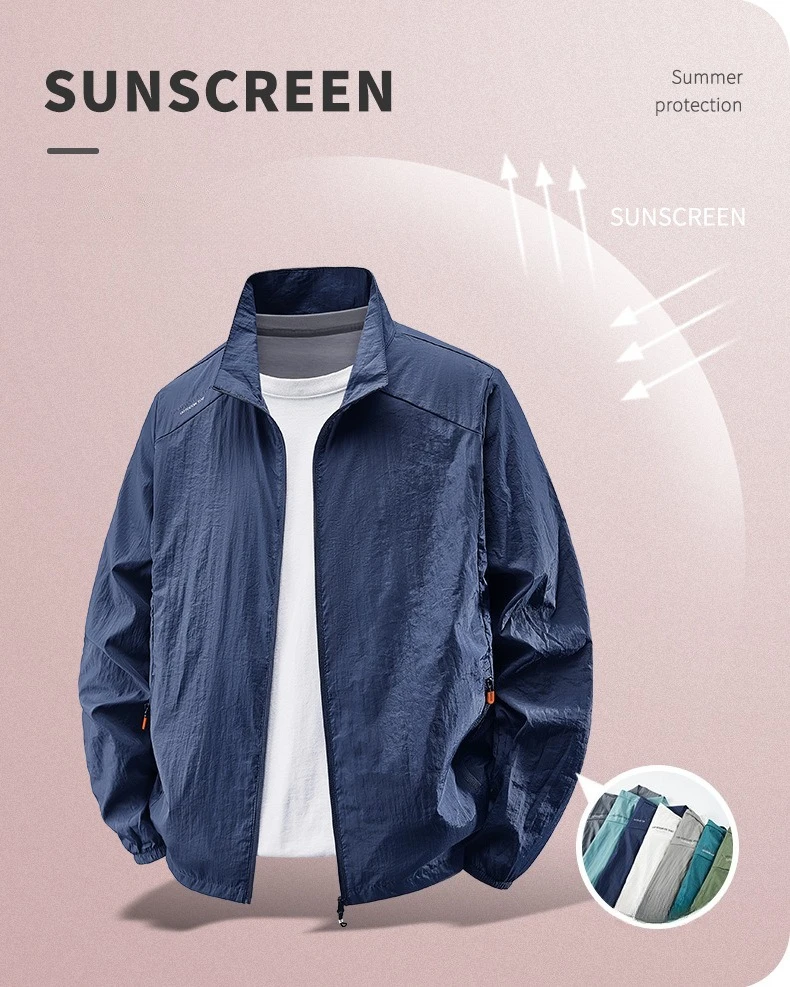 Sommer Outdoor Wandern Mäntel Schnell Trocknend Sonnenschutz Dünne Jacke Männer Wandern Angeln Radfahren Mit Kapuze Gym Sport Windjacke – Detail 2