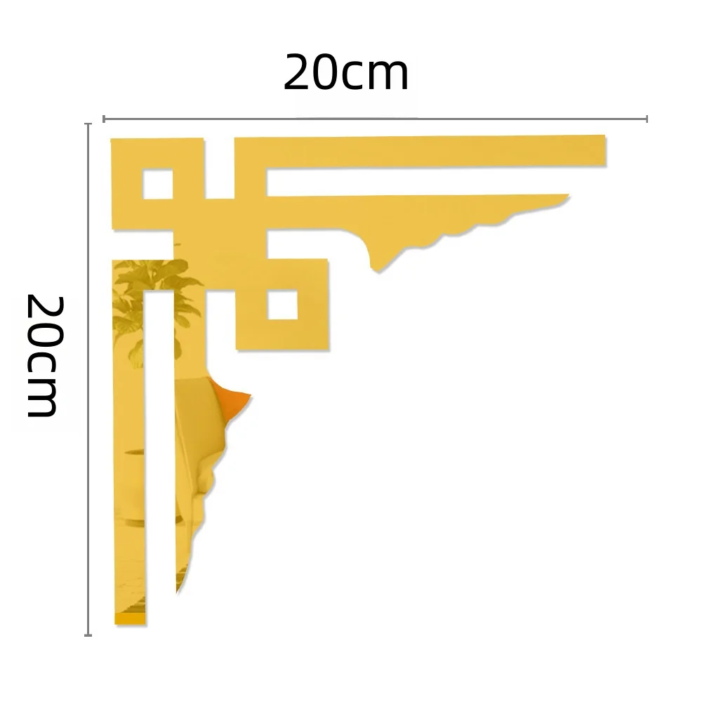 8Pcs 20x20cm Acrylic Mirror Sticker Wall Corner Edge Strip Self-adhesive Geometry Decorative Stickers DIY Room Home Decor Wall Sticker Mirror Wall Sticker Acrylic Wall Sticker
