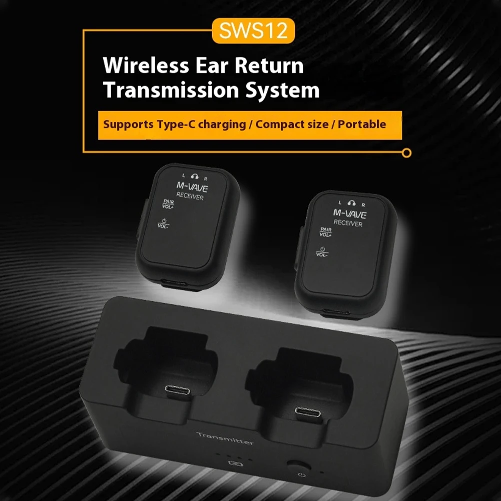M-VAVE SWS12 WP-12 2.4G 무선 이어폰 모니터 1개 송신기 2개 수신기 오디오 시스템 전송 스테레오 모노 레코더