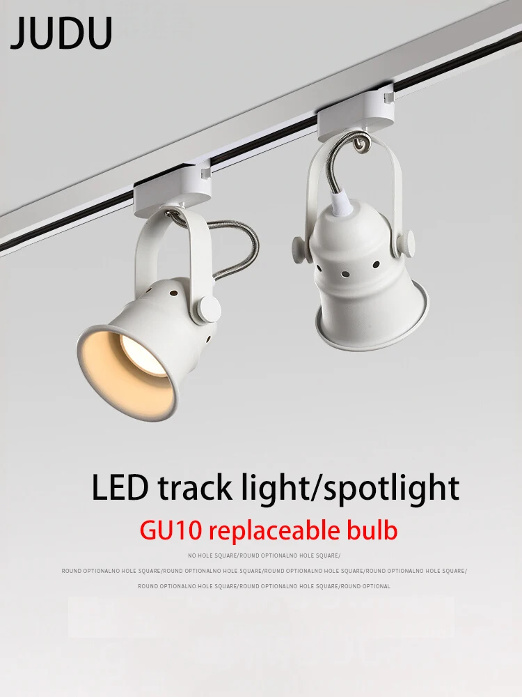 Led Spotlight GU10 Bulb Track Light Surface Mounted Ceiling Lamp COB Rails 110V 220V Horn For Home Clothing Store Background