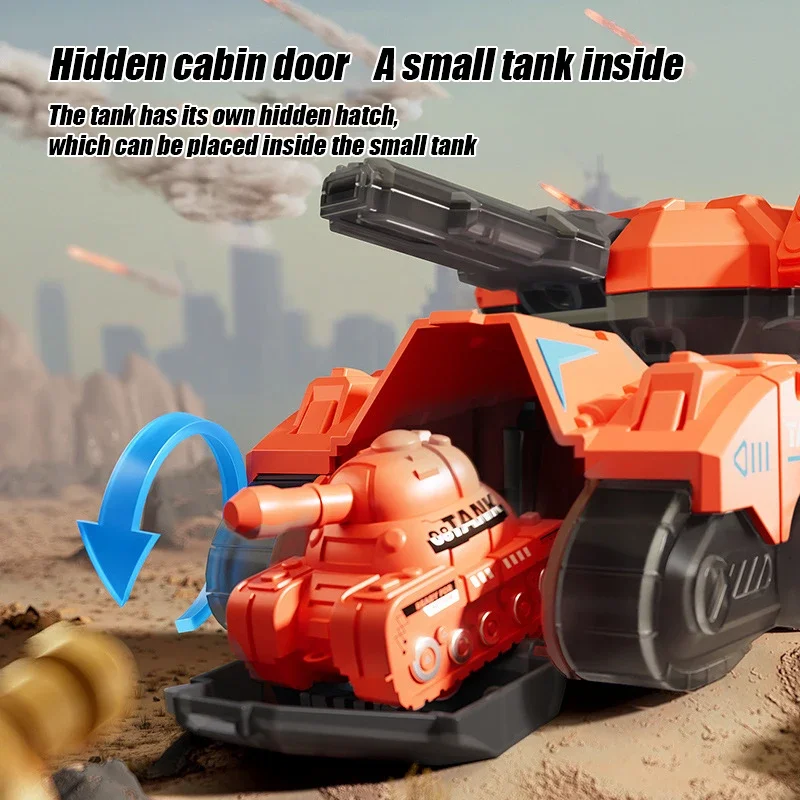 Clockwork Tank Toy Children's Cartoon Winding Up Rotating Sliding Tank Hidden in Creative Puzzle Small Baby Christmas Gift Kids