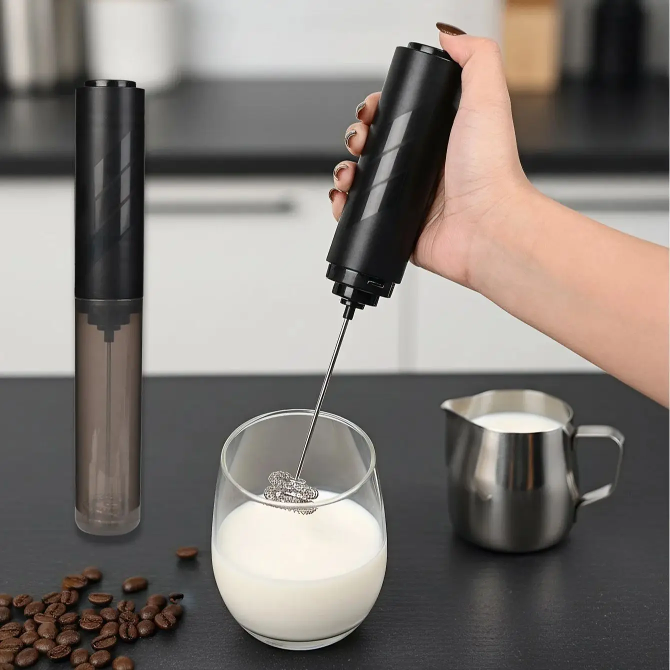 Mini foam machine, milk coffee mixer, AA size battery, one button start, foam machine, mixer, electric mixer, egg beater 2