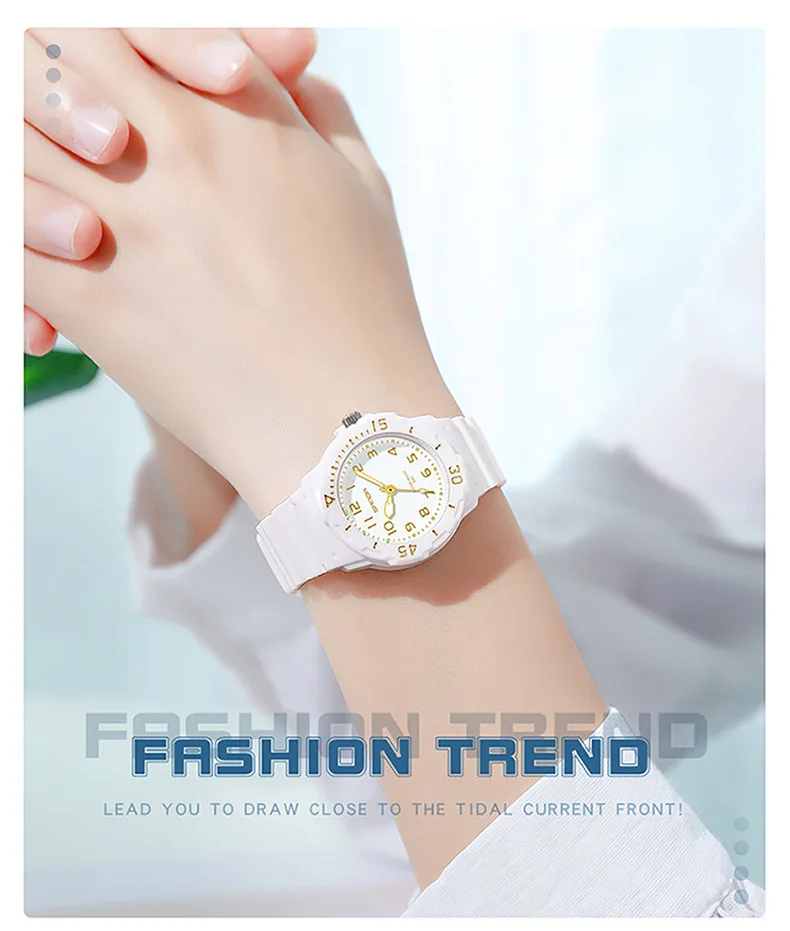 UTHAI Student Watch Fashion Trend Outdoor Sports Fresh 50M Waterproof PU Soft Female Middle School Student Youth Clock Watches 6