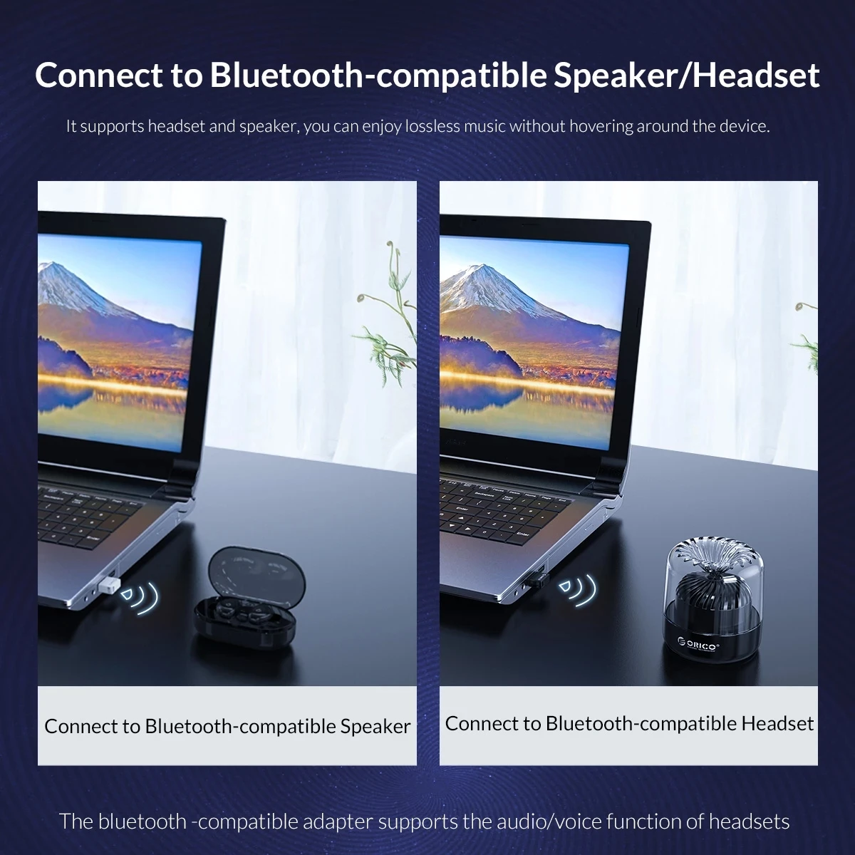 Bluetooth Adapter ORICO Mini Wireless USB 5.0 Bluetooth-Compatible Dongle 5.0 Adapter Music Audio Transmitter Receiver for PC Speaker Mouse Laptop