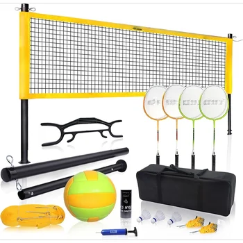 Expert Outdoor Yard Sports Net Game Set for Backyards, Parks, Beach, Lawn. Volleyball Set, Badminton Set OR V 1
