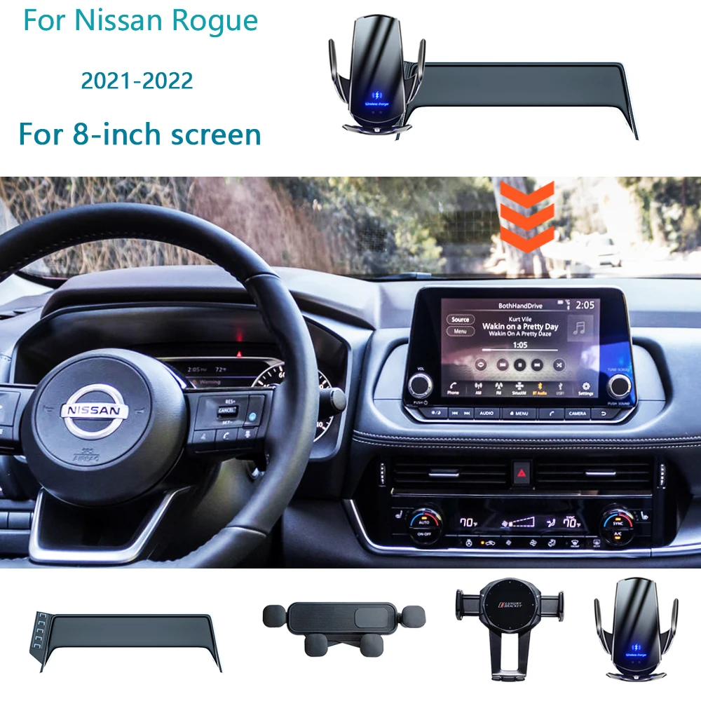 

For Nissan Rogue T33 2021 2022 Car Phone Holder 8-inch Screen Fixed Navigation Bracket 15W Wireless Charging Car Accessories