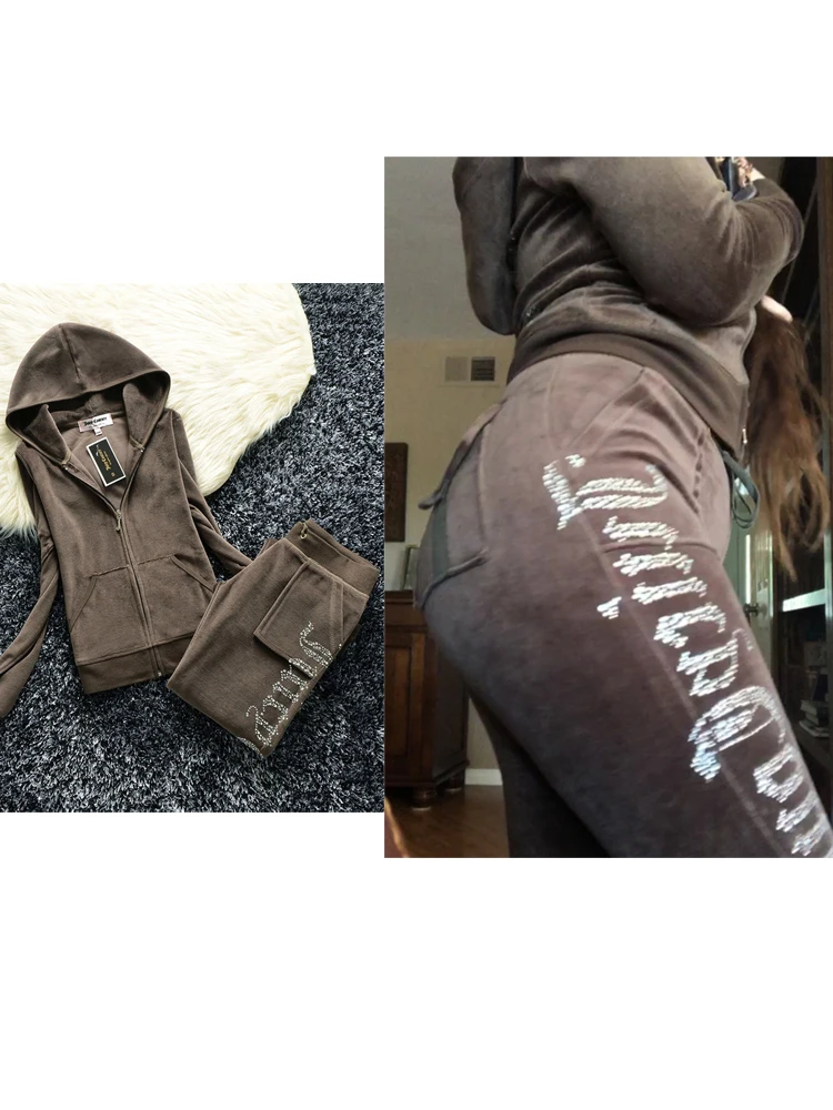 YICIYA Juicy Tracksuit Spring/Fall 2022 Women's Brand Velour Tracksuit Suit Women Velvet Zipper Sweatshirt And Pants Fat Sister