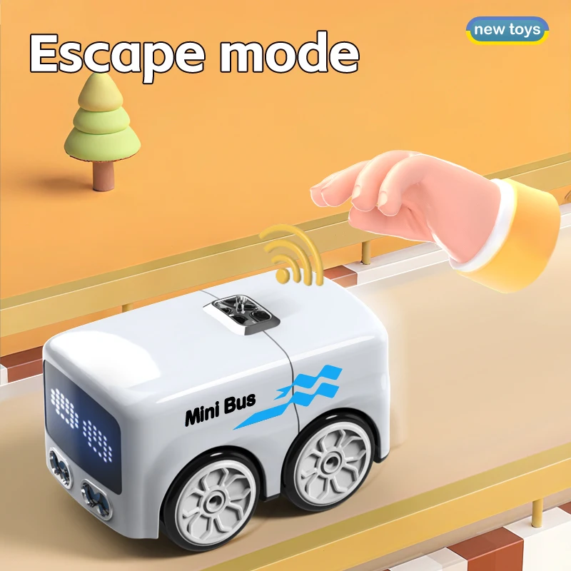 Smart RC Magic Mini Bus Intelligent Remote Control Gesture Sensing Induction Follow Cartoon Car Animation Vehicle Toys Kids Gift
