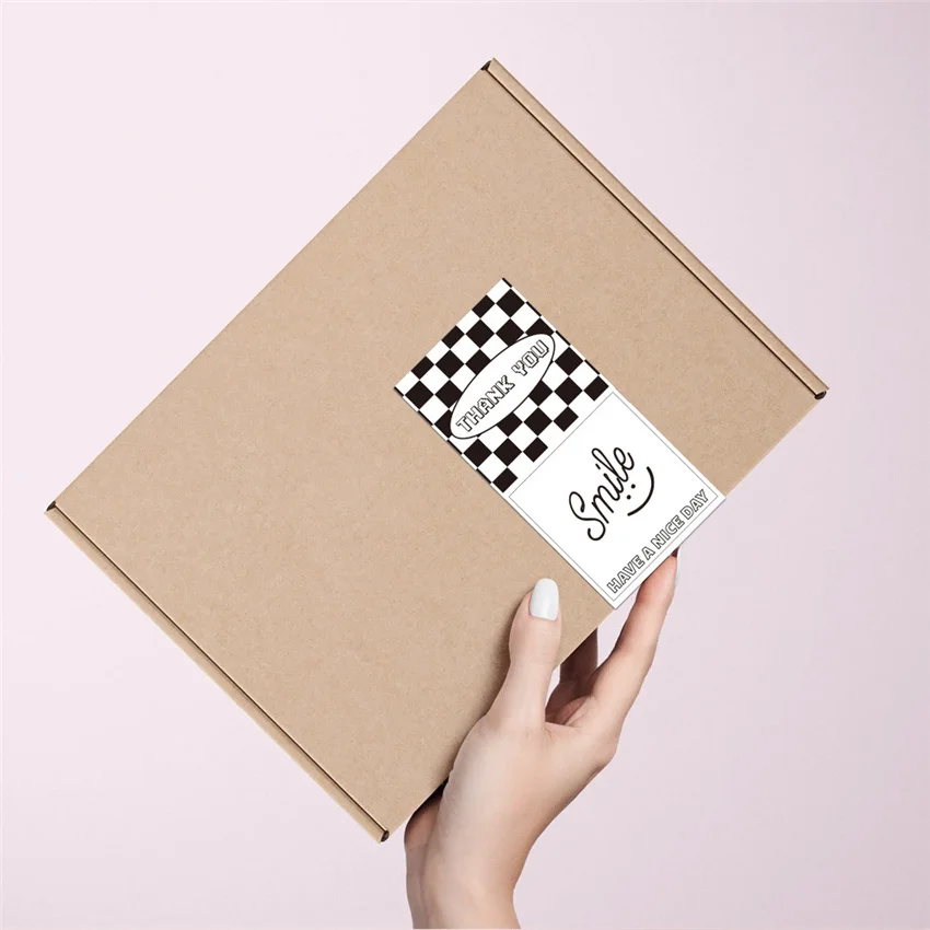 thumbnail image 2 of GINCEVHY 720 PCS 1\" X 3\" Smile Thank You Stickers, Black And White Color Rectangle Gift Envelope Seals, Thank You Lables For Small Bussiness, Packaging, Online Retailers, Boutiques, Boxes(6 Roll 2 of 11