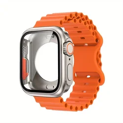 Premium Apple Watch Glass Case and Strap with Screen Protector for S11 10 46MM (Orange)