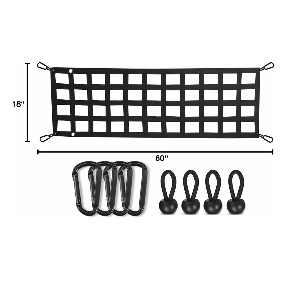 Schwarzes Hochleistungs-Ladungsnetz aus PVC-Gurtband für LKW, Pickup, SUV, Van – Sicherheitsnetz für die Heckklappe, Auto-Modifikationsteile – Detail 2