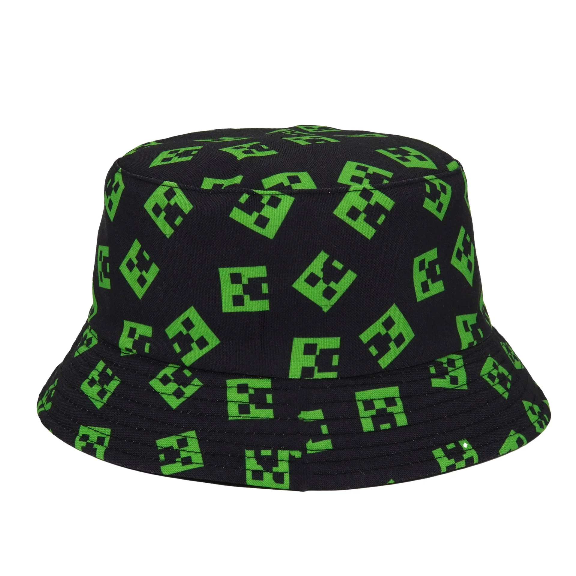 Minecraft Cartoon Creeper Fishermen Hat Anime Men Fashion Summer Outdoor Bucket Hat Trend Casual Travel Hip Hop Sunscreen