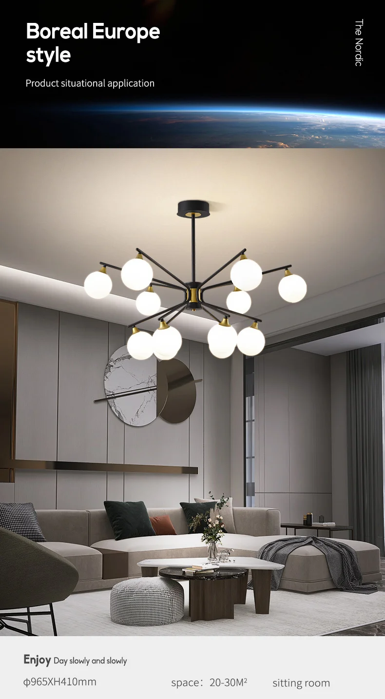 dining room light fixtures Modern light luxury chandelier living room iron glass creative simple bedroom multi-head pendant lamp led chandelier