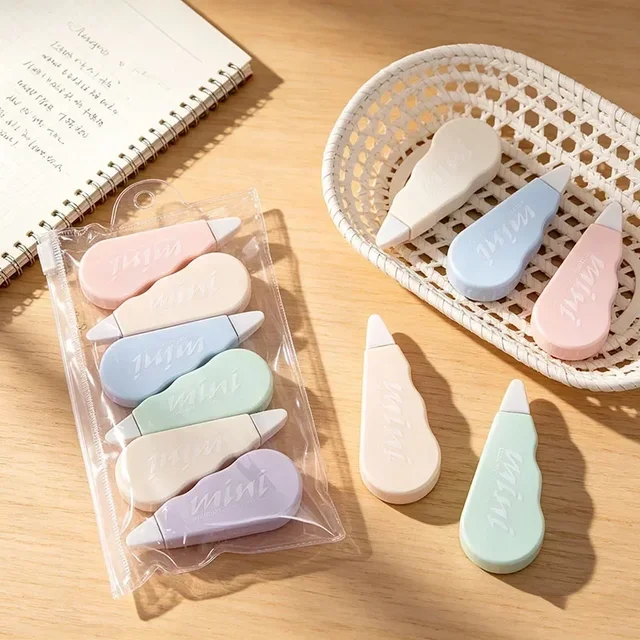 6Pcs Mini Macaron Correction Tape Set Kawaii Portable White Out Corrector Tape Aesthetic Stationery For Students Office Supplies 1