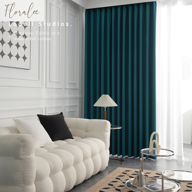 2025 New Retro Dark Blue Texture Thickened Curtains for Living Room Bedroom High-end Touching Chenille Fabric Can Be Customized 3