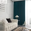 2025 New Retro Dark Blue Texture Thickened Curtains for Living Room Bedroom High-end Touching Chenille Fabric Can Be Customized 3