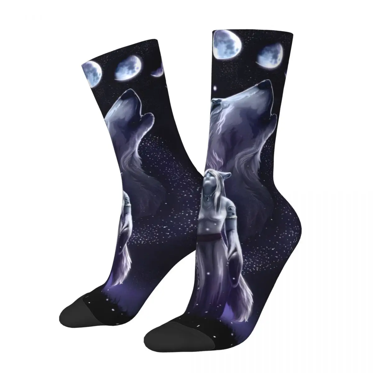 Hip Hop Vintage My Soul Wolf Calzini A Compressione Da Uomo Pazzi Unisex Space Galaxy Wolf Street Style Pattern Stampato Divertente Calzino Dell'Equip