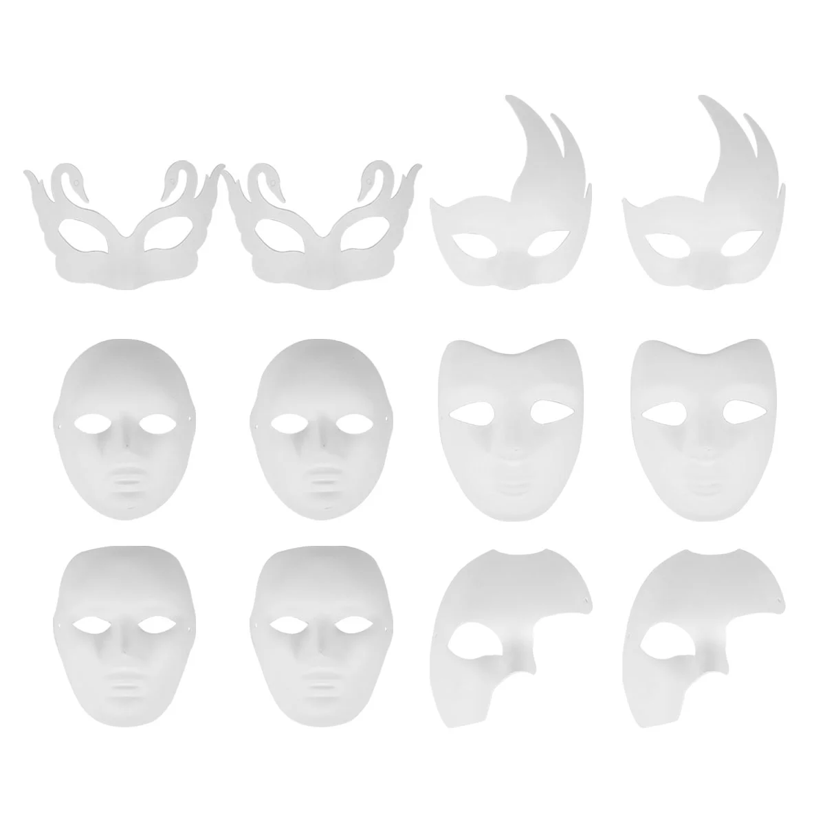 

Halloween Hand-painted DIY Masks Blank Face Paper Pulp Simple Painting for Party Facial