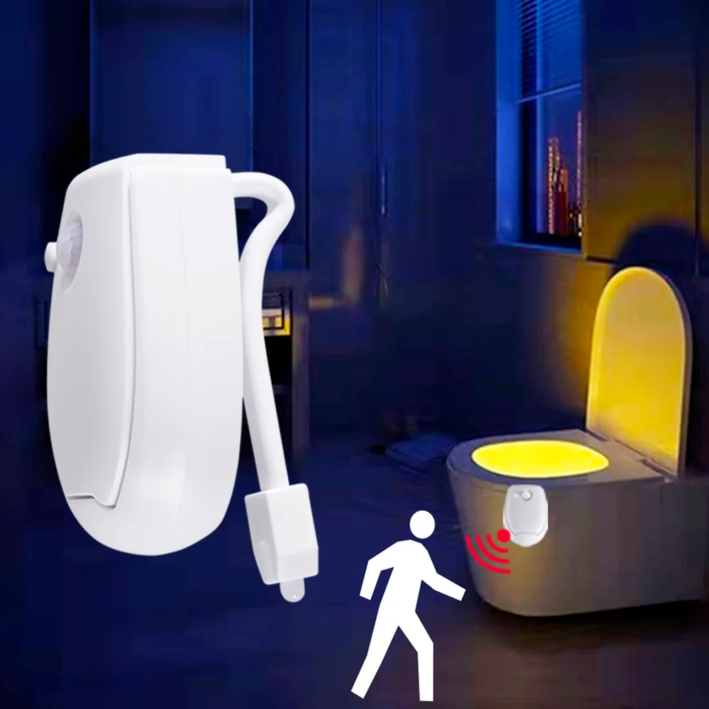 9pcs/lot Pir Motion Sensor Smart Toilet Seat Night Light Waterproof