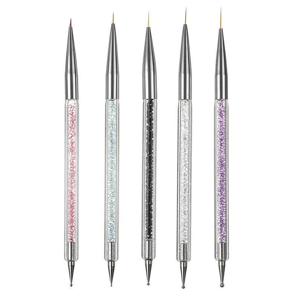 5 Pcs/Sets Nail Art Pen 2 In 1 Double Ends Dotting Drawing Painting UV Gel Liner Polish Brush Set Nail Art Dotting Tools 2