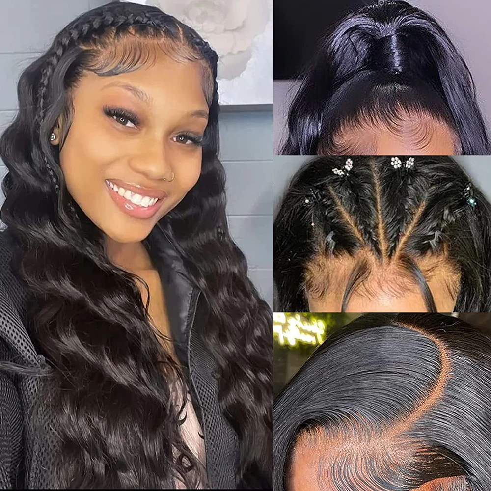 Body Wave 360 Full Lace Frontal Wigs Human Hair For Women Pre Plucked Indian Transparent Body Wave Lace Front Wig Remy 12-28In