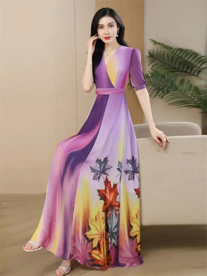 green emerald velvet dress Purple Chiffon Dress main image 1
