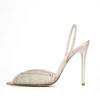 Luxury Shoes Women High Heels Pointy Peep Toe Lace Mesh Stiletto Sharp Heel Slingbacks With Crystals 3