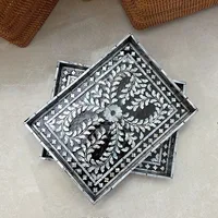 Creative Black Colorful Shell Tray Rectangular Mother-of-pearl Storage Tray Home Living Room Organizer Porch Decoration Ornament 2