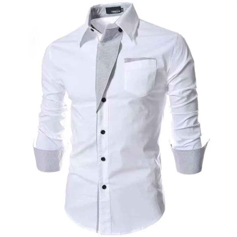 White Striped Shirts Mens 2025 Long Sleeved Business Slim Fit Male Shirt Black Social Clothes Camisa Masculina Vetement Homme