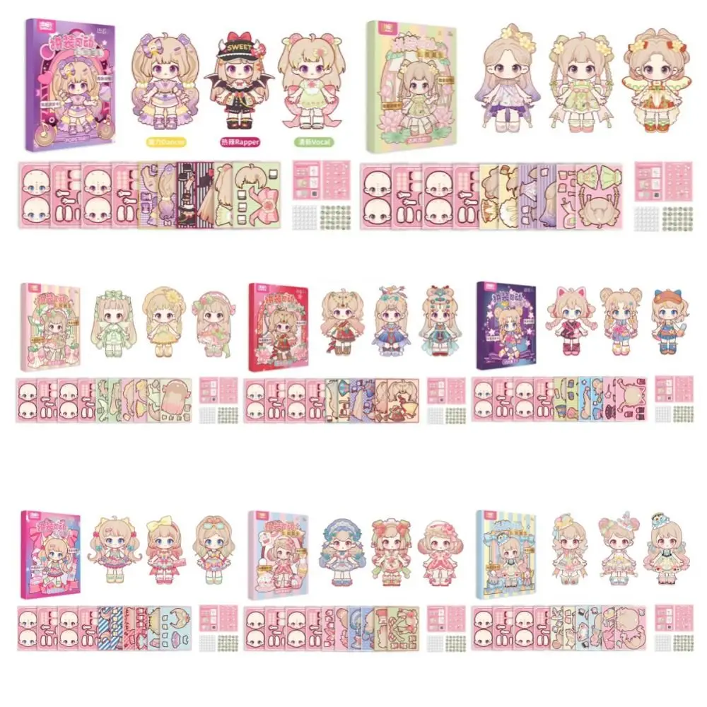 Kawaii Anime Activity Books DIY Paper Puppet Toy Handmade Paper Quiet Book Toys Cartoon Hand Ledger Movable Joint Paper Doll DIY