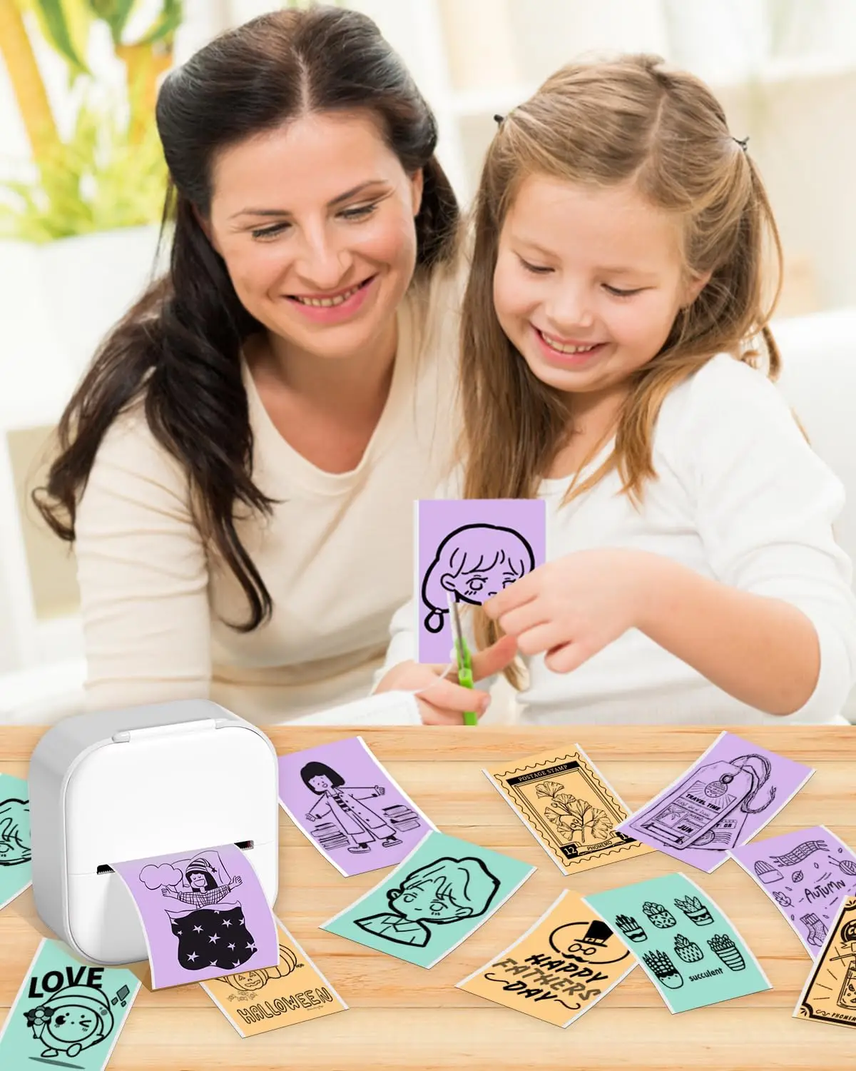 53MM Mini Thermal Printer Transparent Stickers Paper, Multicolor Photo Printer Labels Paper For Photo Journal Notes Memo