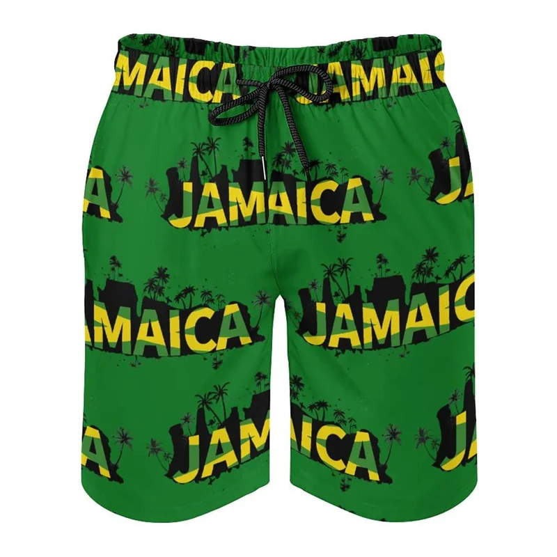 Men's 3d Printed Jamaican Flag Swim Trunks Fashion Summer Jamaica Beach Surf Board Shorts Quick Dry Sports Gym Short Pants 4