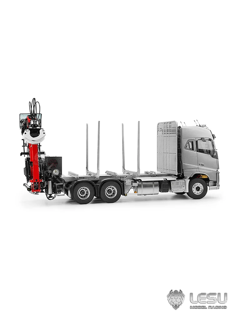 LESU 1/14 RC Hydraulic Crane Truck 6*6 FH16 Wood Timber Flatbed Transportation Car Metal Radio Control Model Cab No Included 4