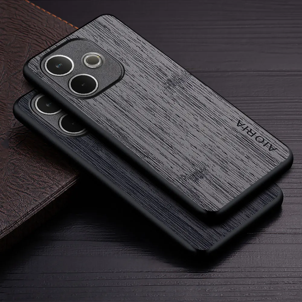 Luxury Bamboo Wood Pattern Leather Phone Case - Premium Cover