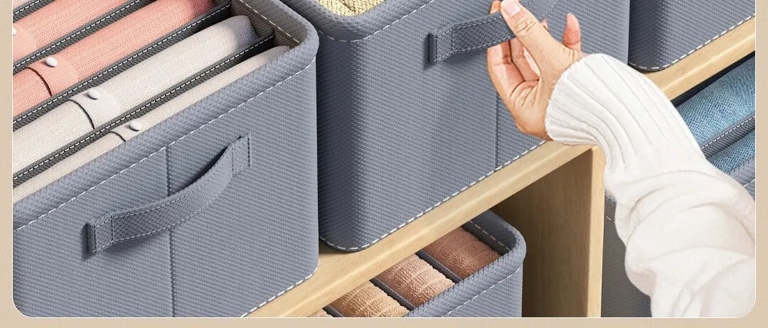 Description Picture 4 of item1pc Grey Nonwoven Fabric with Partition Clothing Storage Box Household Wardrobe Organization and Storage