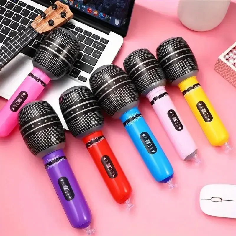 Six Inflatable Microphones Decorative Props For Music Parties Inflatable Musical Instruments Household Party Supplies