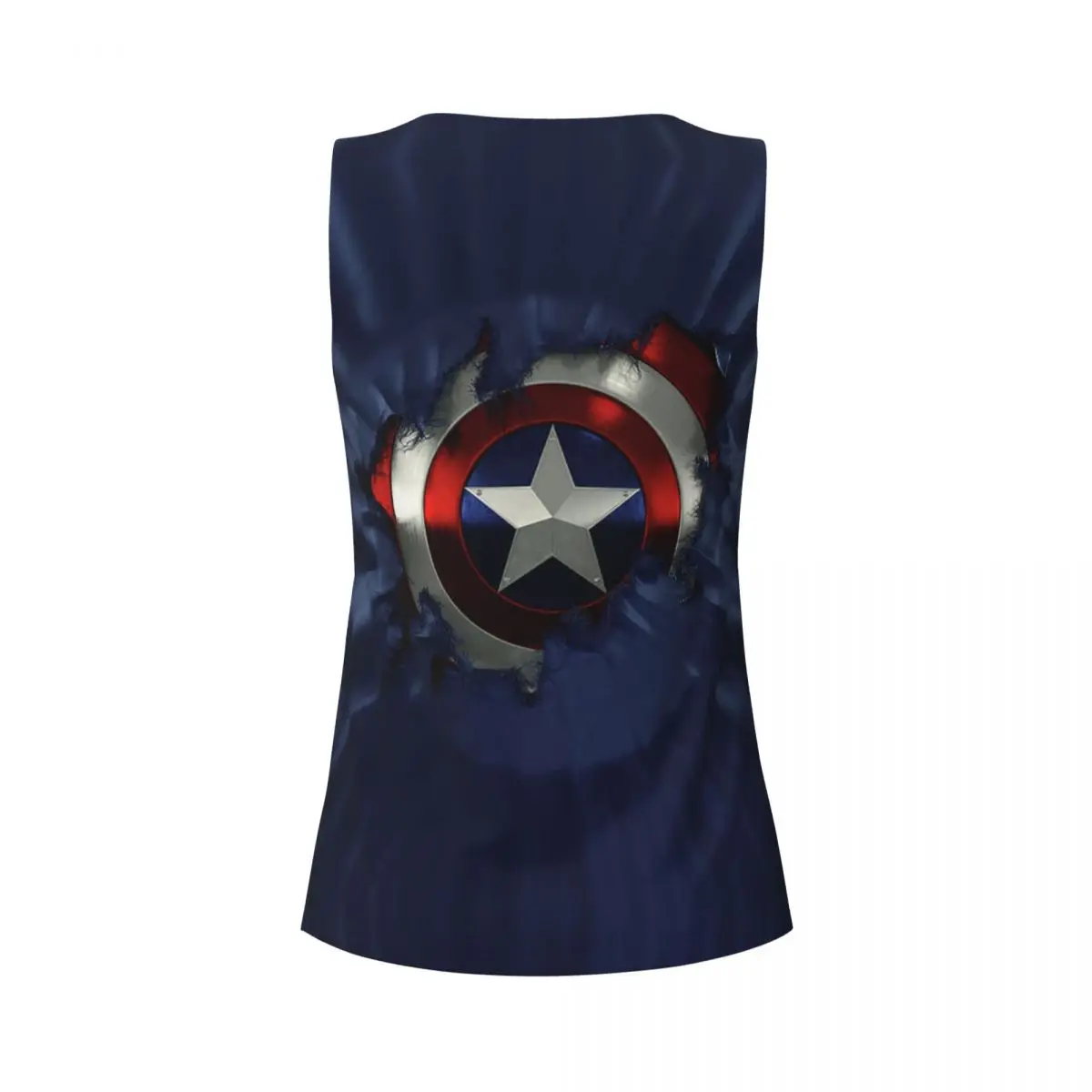 Captain America Shield Comic Blue Workout Tank Tops Women's Quick Dry Sleeveless Yoga Shirts
