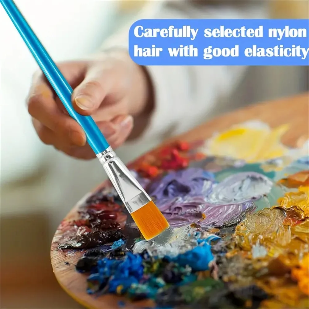 10pcs Premium Synthetic Nylon Flat Paint Brushes, 3/ 4 Inch - Ideal for Watercolor, Acrylics, Oil Painting, Fine Crafts & Body 6