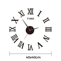 3D Acrylic Digital Wall Clock Roman Numerals Design Mirror Wall Clock Fashion Large Round Wall Clock DIY Self Adhesive Clocks 6
