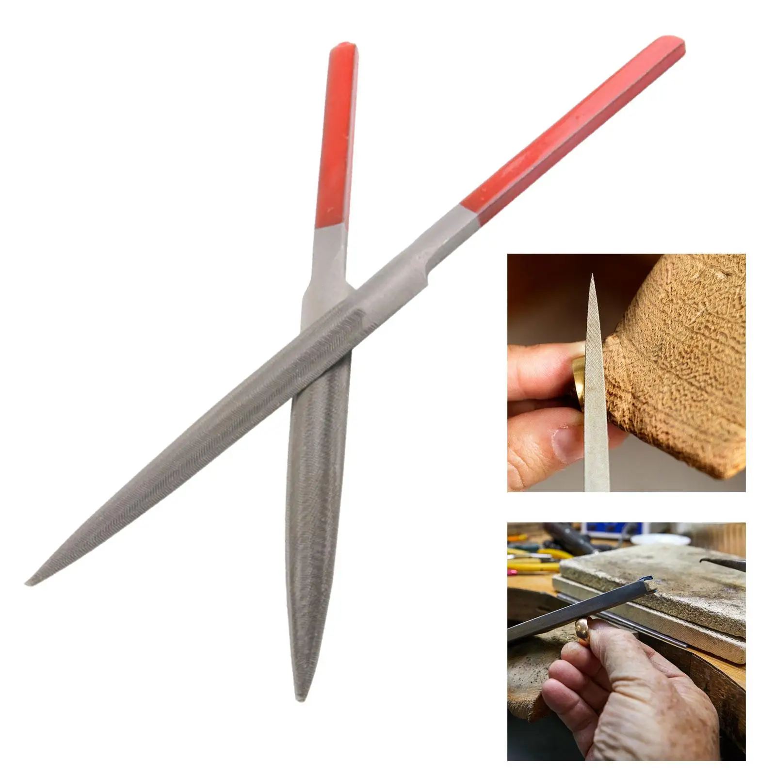 2x Jewelry files Set DIY Hobbies Semi Circular File and Triangular File Jewelry Rough Carving for Glass Wood Stone Jewelry Stone